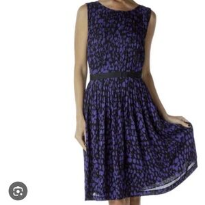 LOFT Purple and Blue Midi Pleated Dress